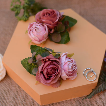 Rose Hair Clip in Vintage Pink and Blush Pink