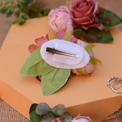 Rose Hair Clip in Vintage Pink and Blush Pink