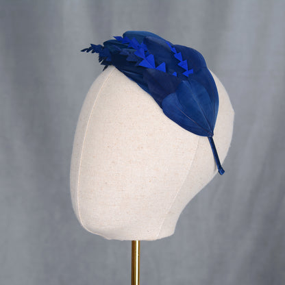Navy Blue Feather Fascinator Headband No.002