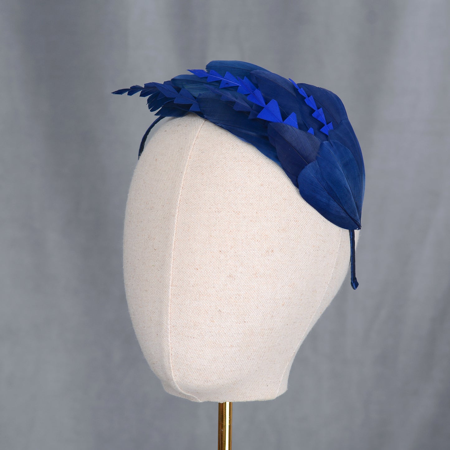 Navy Blue Feather Fascinator Headband No.002