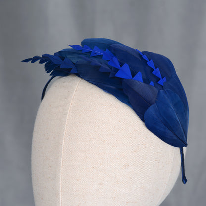 Navy Blue Feather Fascinator Headband No.002