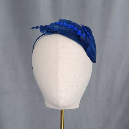 Navy Blue Feather Fascinator Headband No.002