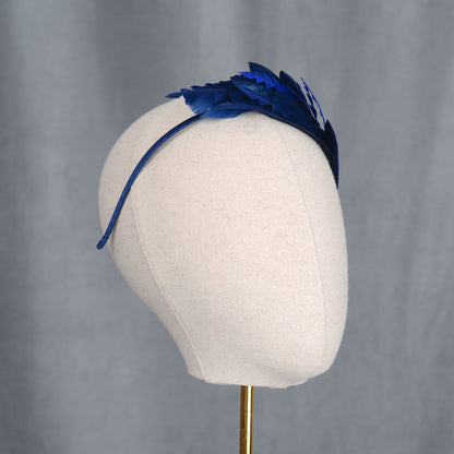 Navy Blue Feather Fascinator Headband No.002