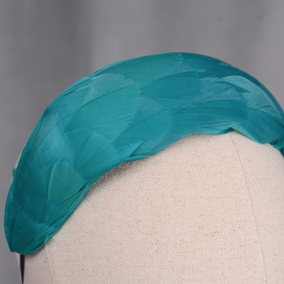 Luxury Teal Goose Feather Bandeau Headband Fascinator