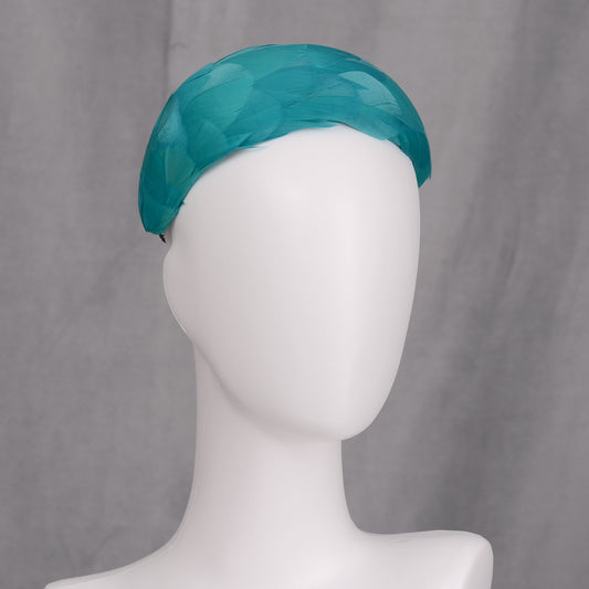Luxury Teal Goose Feather Bandeau Headband Fascinator