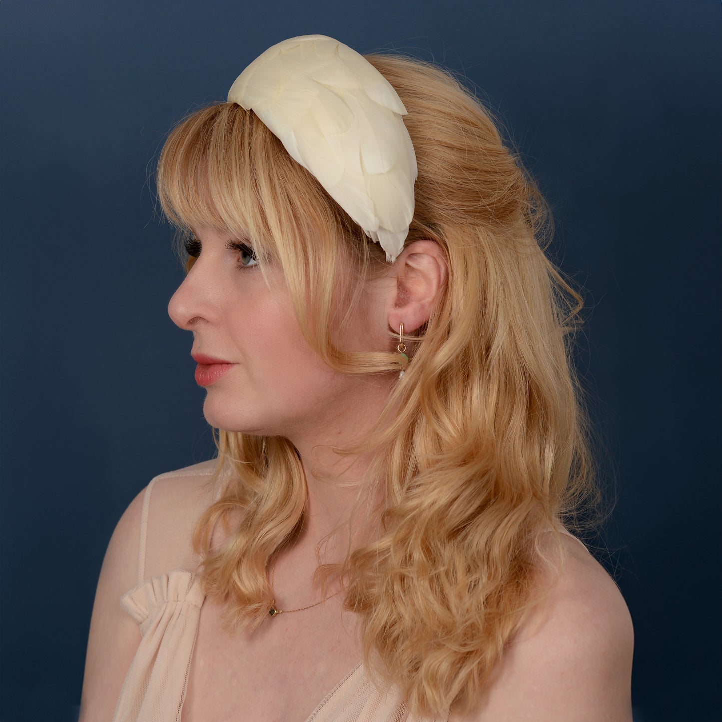 Luxury Ivory Goose Feather Bandeau Headband Fascinator