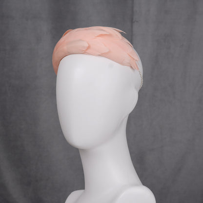 Luxury Blush Pink Goose Feather Bandeau Headband Fascinator