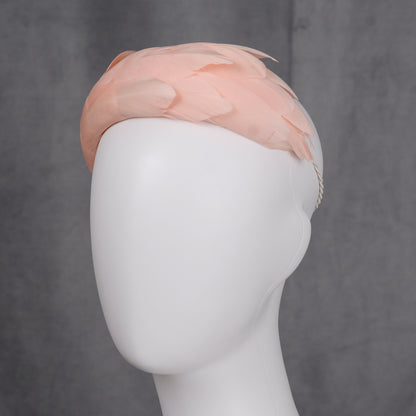 Luxury Blush Pink Goose Feather Bandeau Headband Fascinator