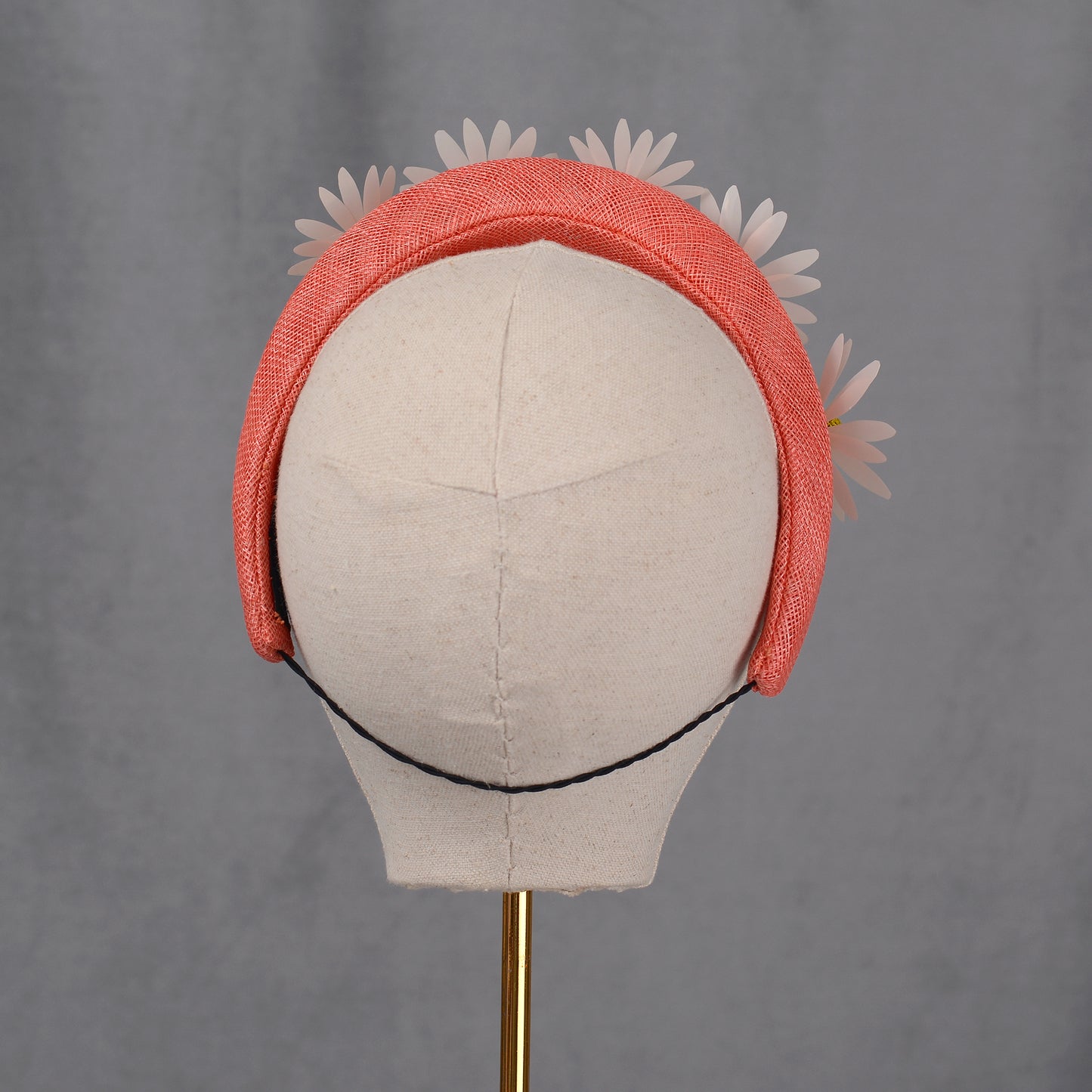 Coral Pink and Sequin Daisy Bandeau Headband Fascinator