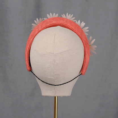 Coral Pink and Sequin Daisy Bandeau Headband Fascinator