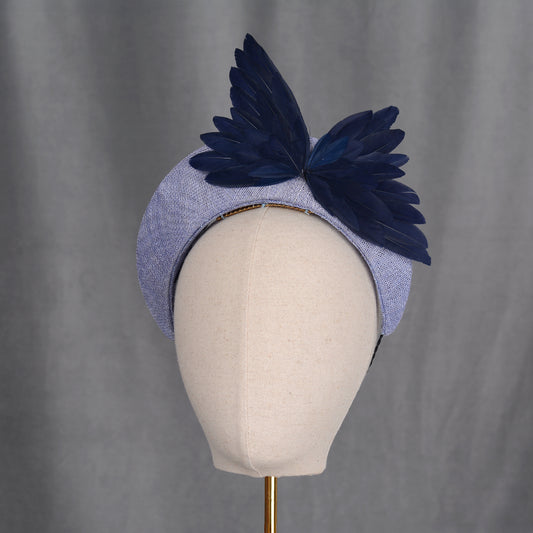 Navy and Cornflower Blue  Bird Wing Halo Bandeau Headband Fascinator