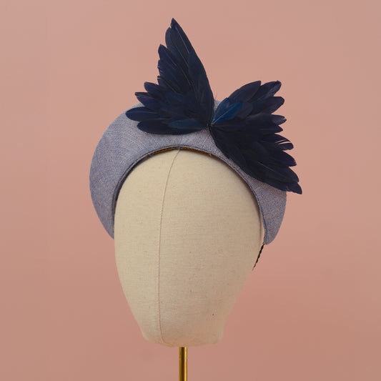 Navy and Cornflower Blue  Bird Wing Halo Bandeau Headband Fascinator
