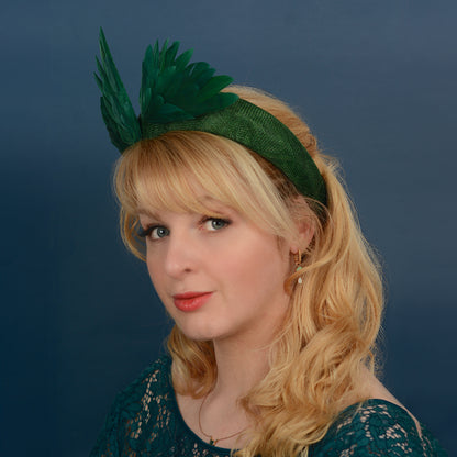Bird Wing Green Halo Bandeau Fascinator Headband