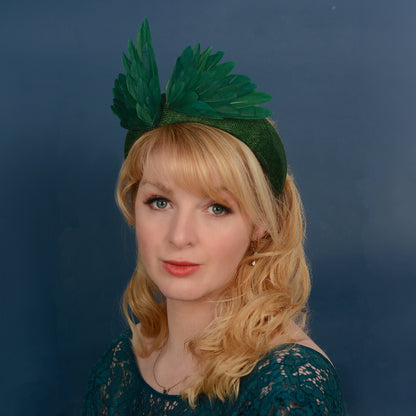 Bird Wing Green Halo Bandeau Fascinator Headband