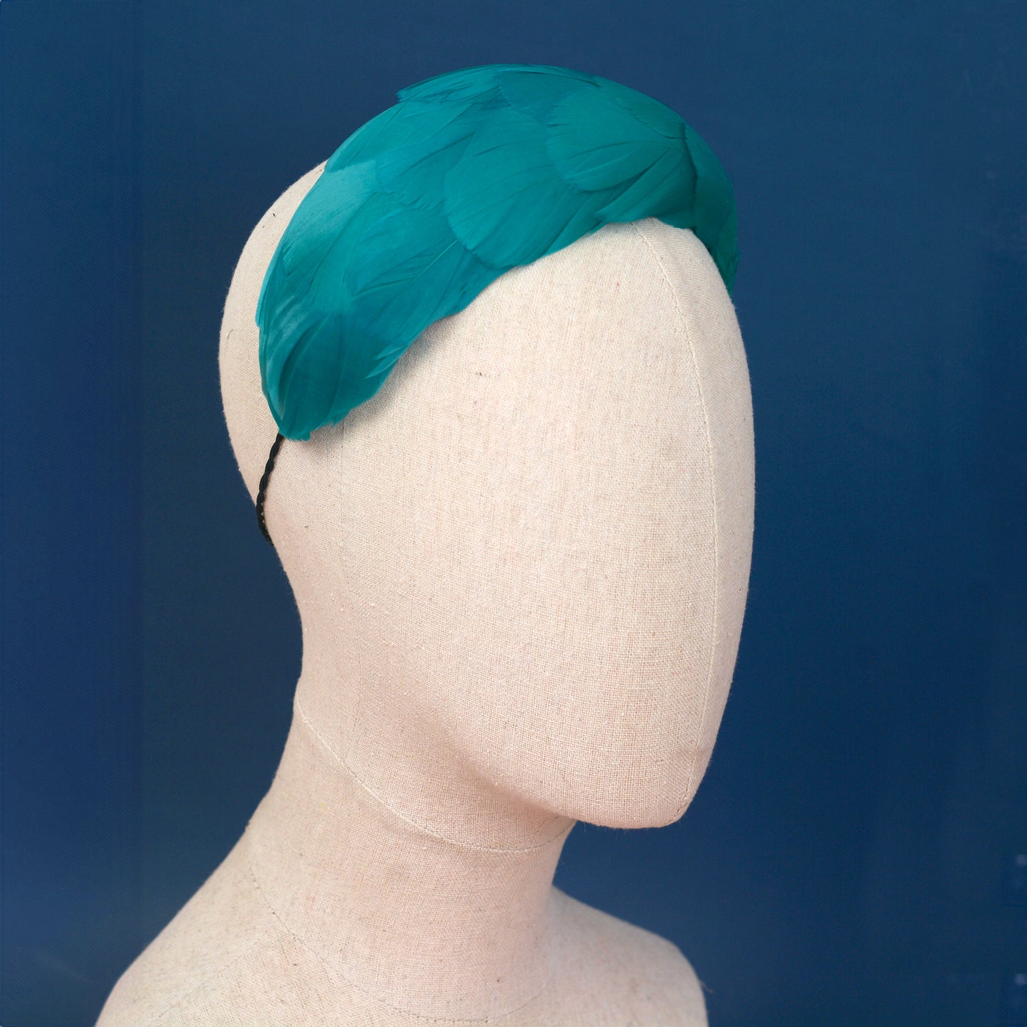 Luxury Teal Goose Feather Bandeau Headband Fascinator