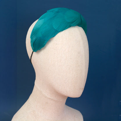 Luxury Teal Goose Feather Bandeau Headband Fascinator