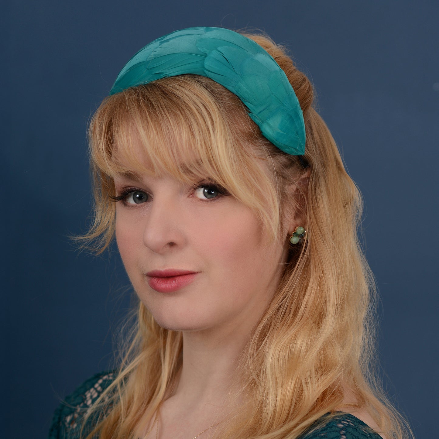 Luxury Teal Goose Feather Bandeau Headband Fascinator