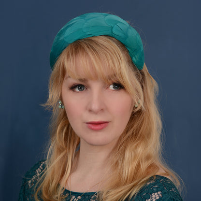 Luxury Teal Goose Feather Bandeau Headband Fascinator