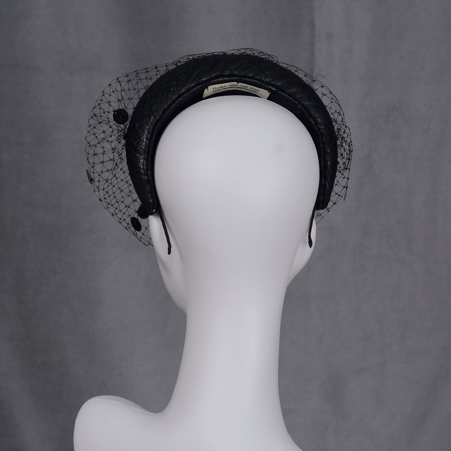 Black Headband Fascinator with Polka Dot Sequin Birdcage Veil