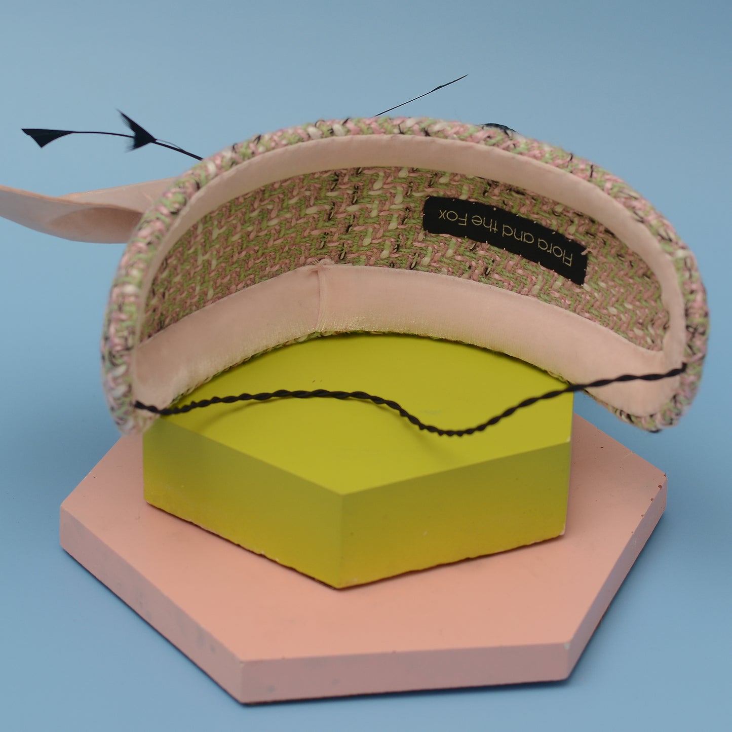 Tweed Pink and Mint Green Giant Bow Bandeau Fascinator