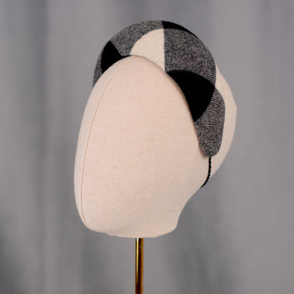 Black and White Check Wool Bandeau Headband Fascinator