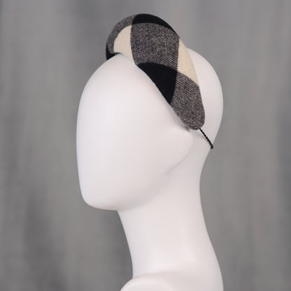 Black and White Check Wool Bandeau Headband Fascinator