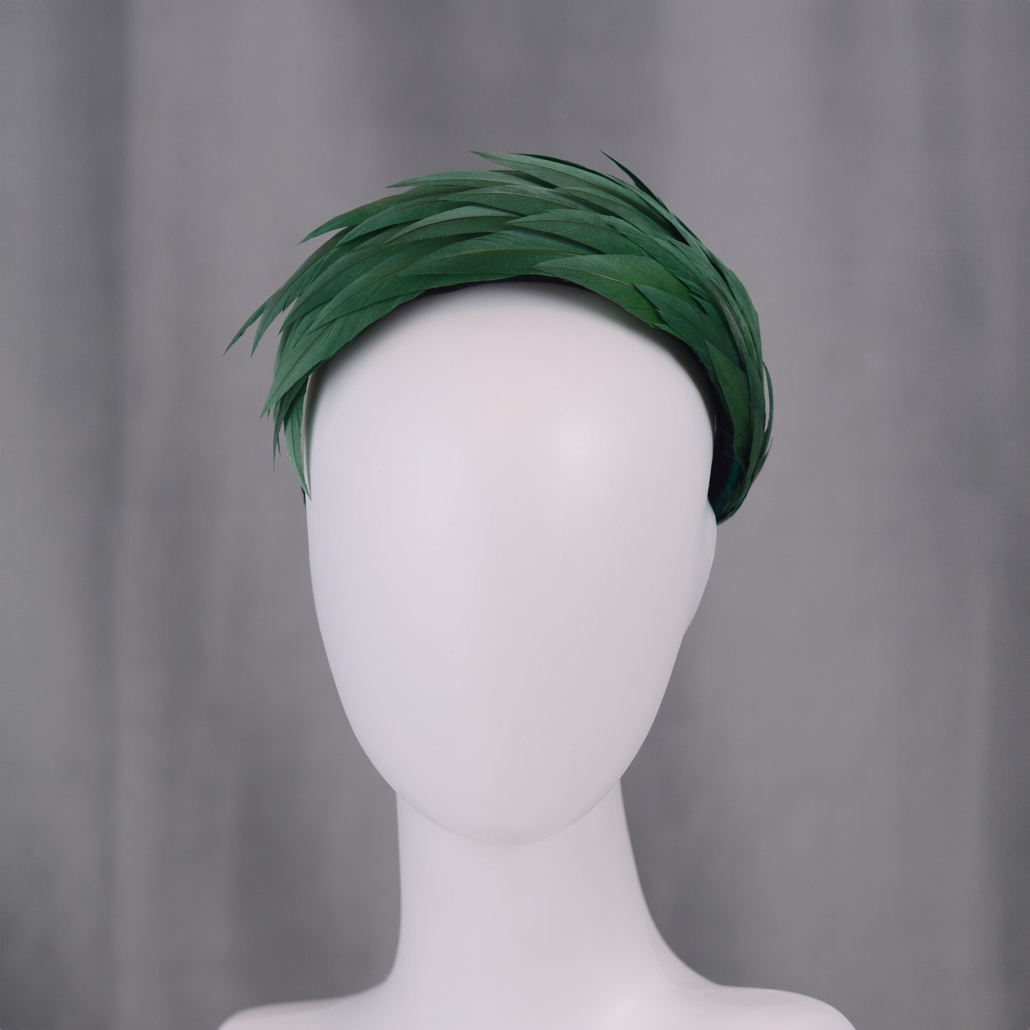 Green Cut Feather Bandeau Headband Fascinator