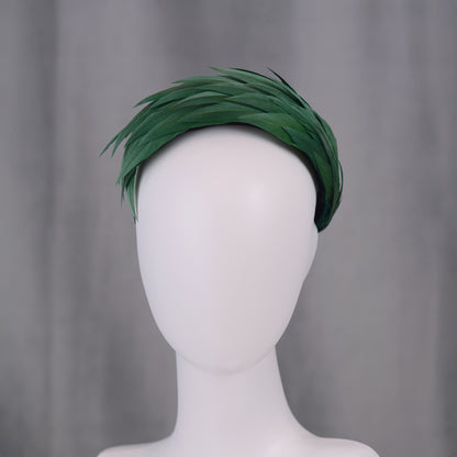 Green Cut Feather Bandeau Headband Fascinator