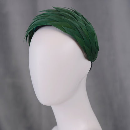 Green Cut Feather Bandeau Headband Fascinator