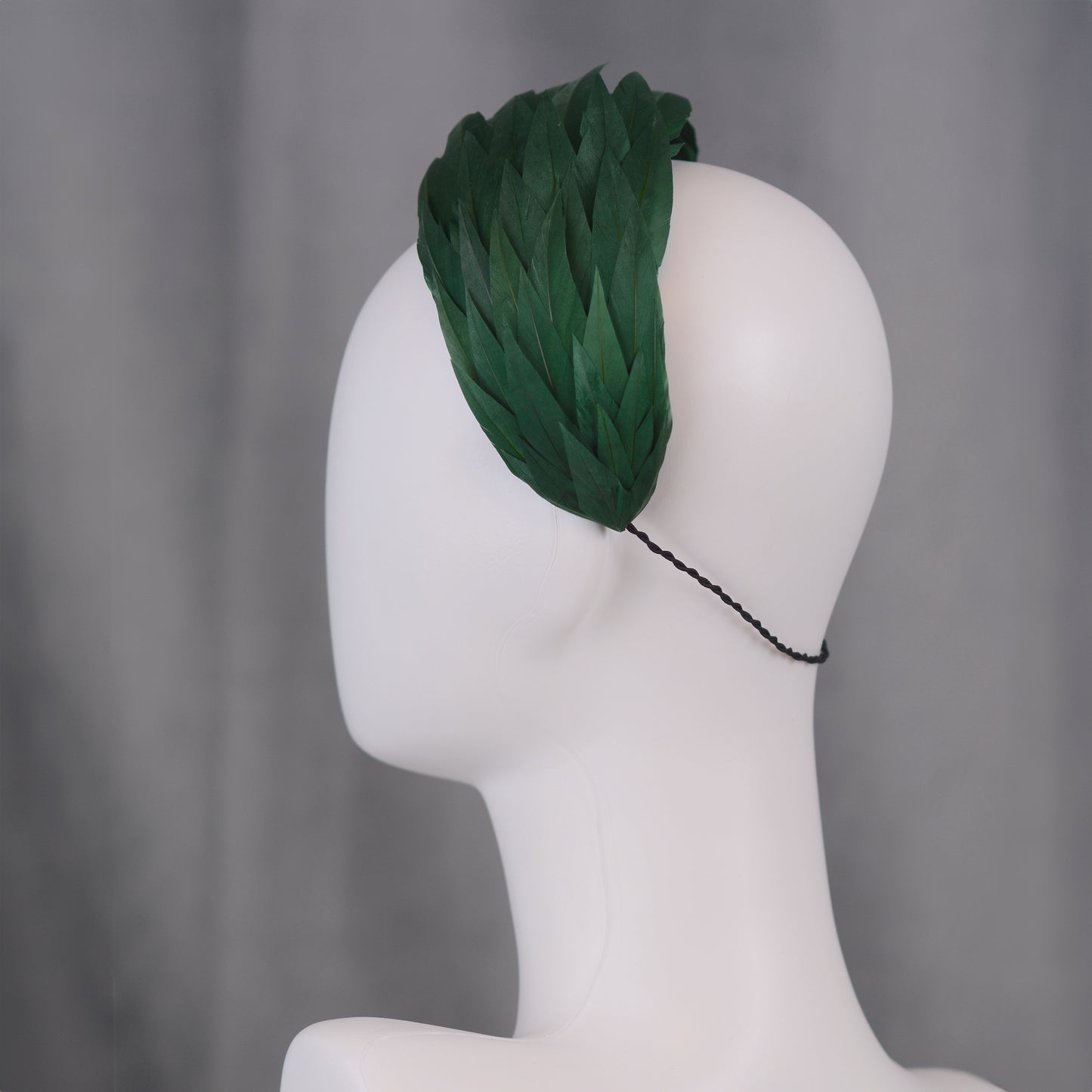 Green Cut Feather Bandeau Headband Fascinator