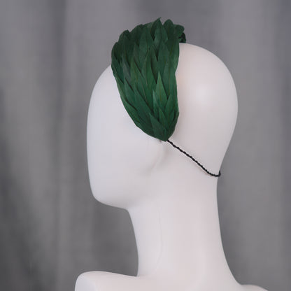 Green Cut Feather Bandeau Headband Fascinator