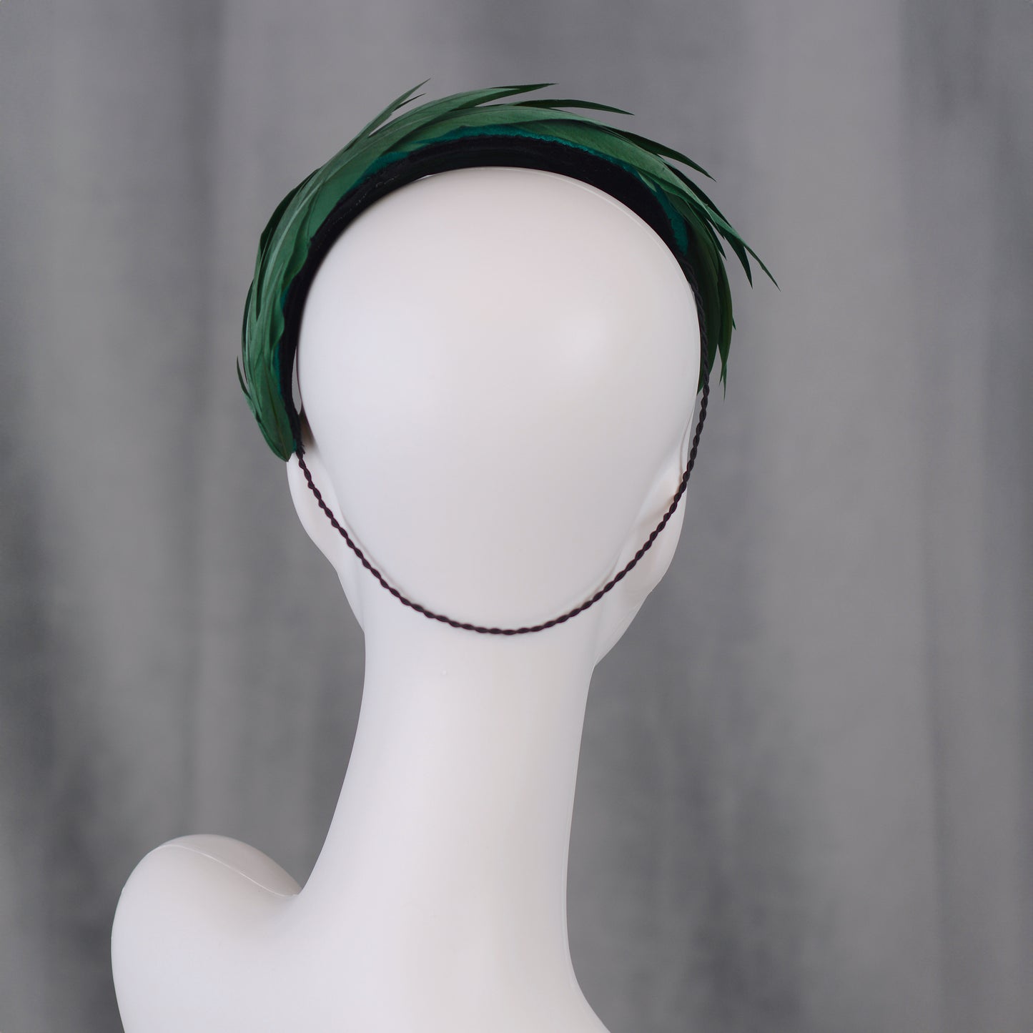 Green Cut Feather Bandeau Headband Fascinator