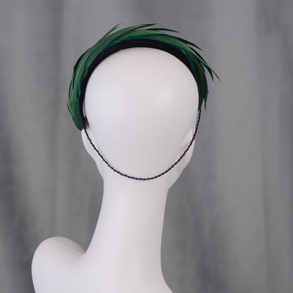 Green Cut Feather Bandeau Headband Fascinator
