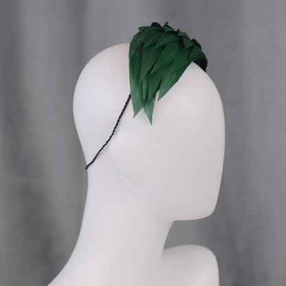 Green Cut Feather Bandeau Headband Fascinator