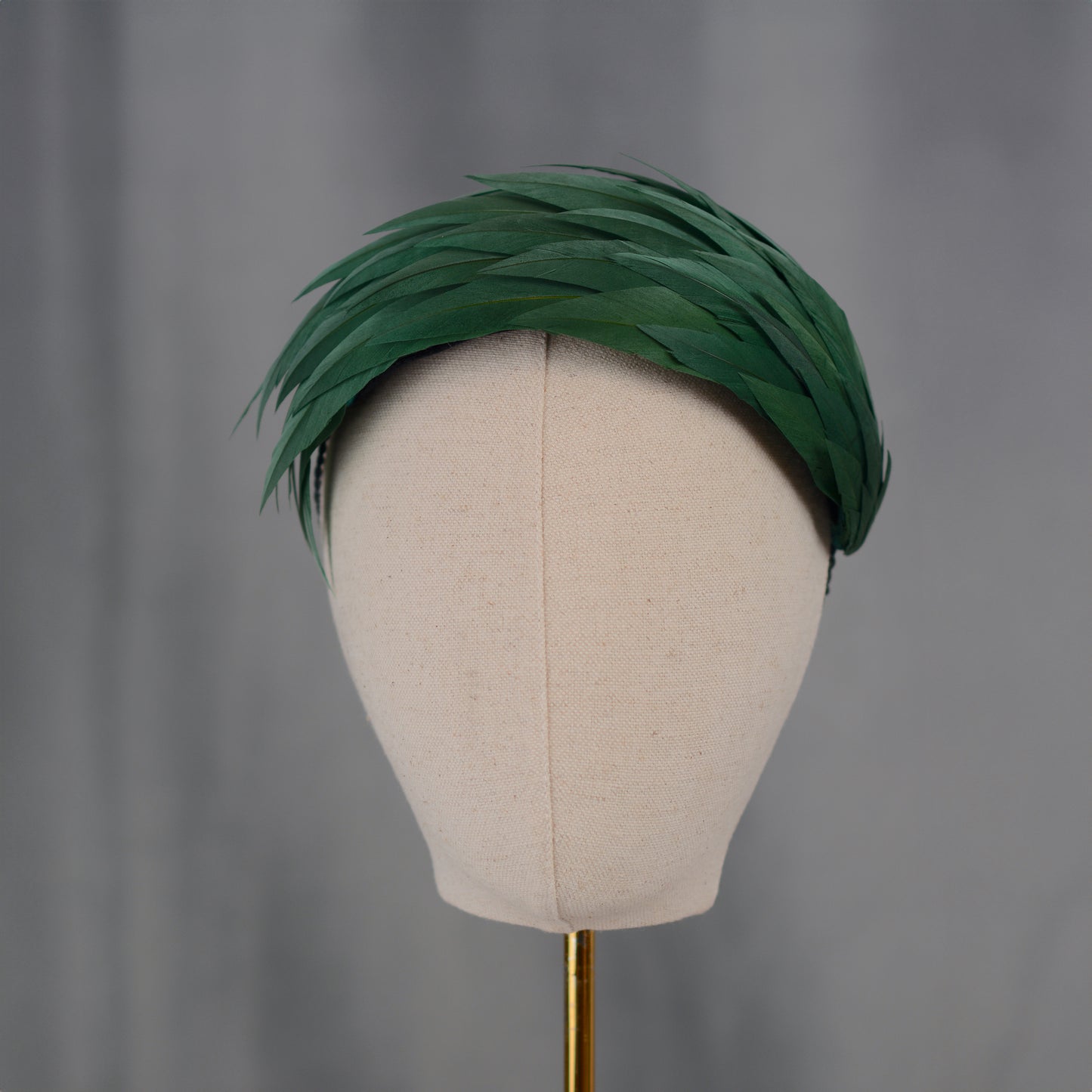 Green Cut Feather Bandeau Headband Fascinator