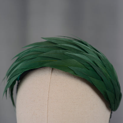 Green Cut Feather Bandeau Headband Fascinator