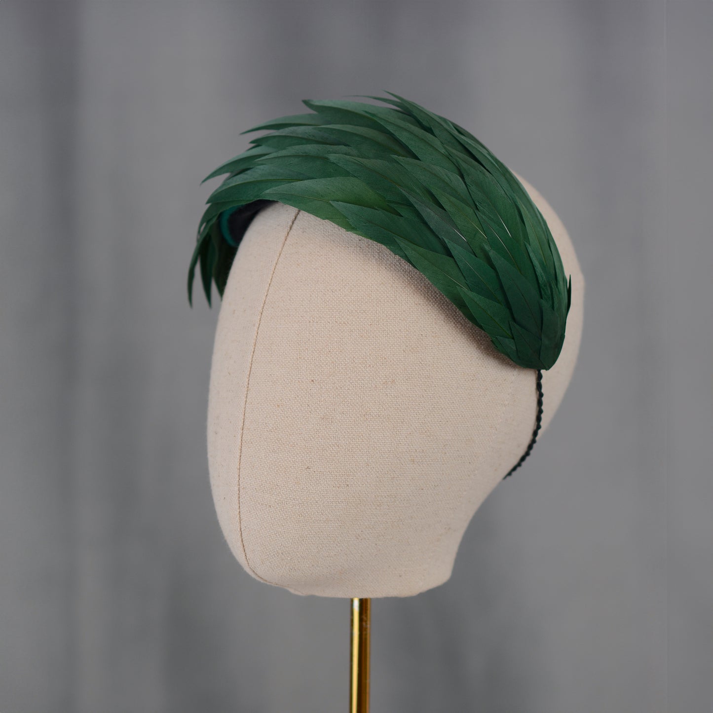Green Cut Feather Bandeau Headband Fascinator