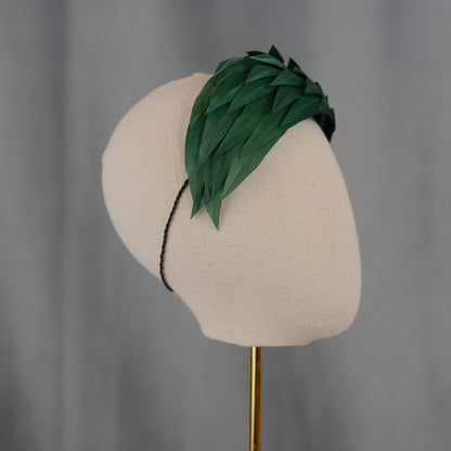 Green Cut Feather Bandeau Headband Fascinator