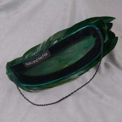Green Cut Feather Bandeau Headband Fascinator