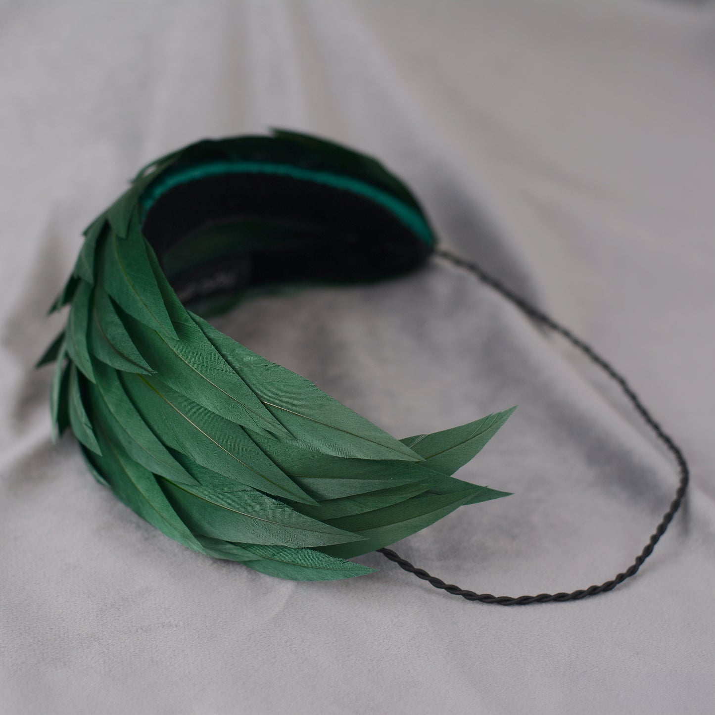 Green Cut Feather Bandeau Headband Fascinator