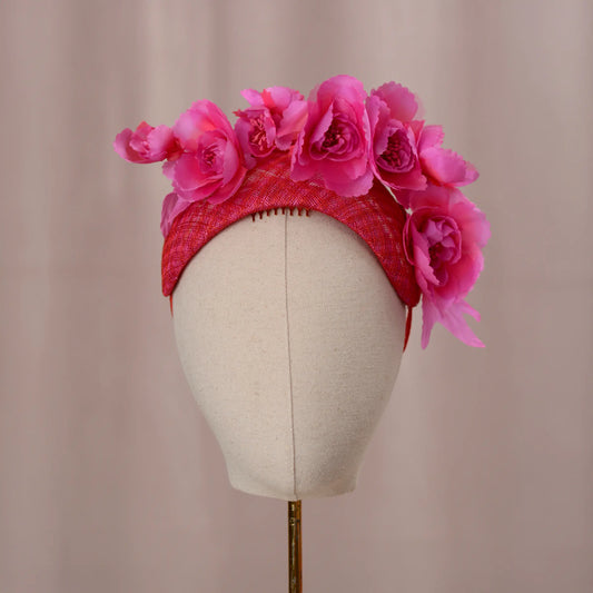 Pink and Red Floral Fascinator Bandeau