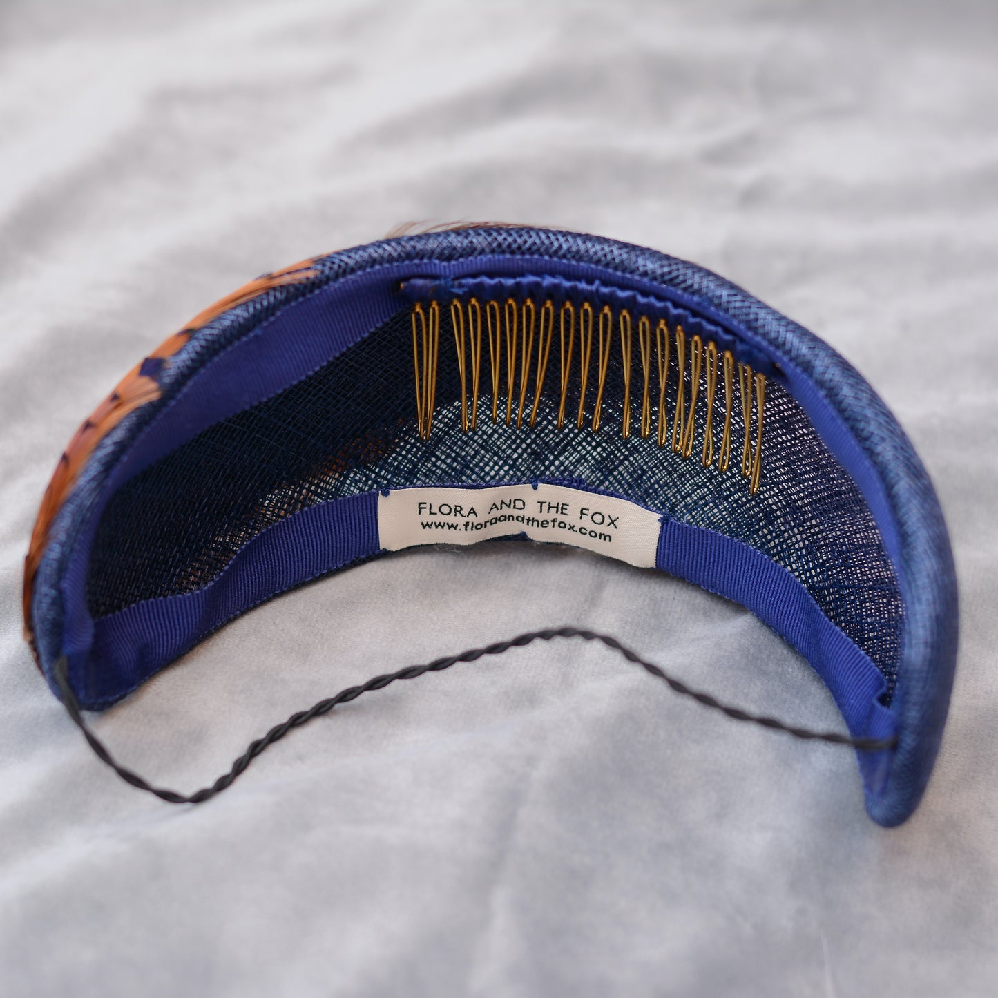Navy Blue and Copper Pheasant Feather Bandeau Headband Fascinator