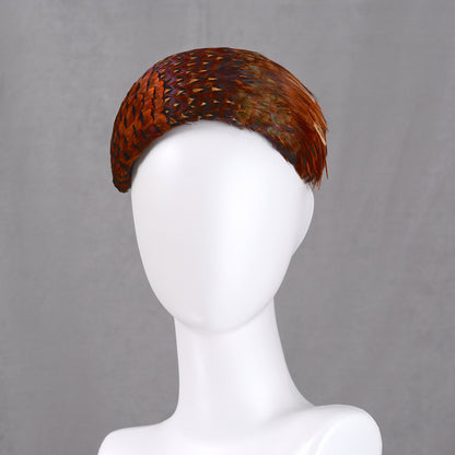 Copper Pheasant Feather Bandeau Headband Fascinator