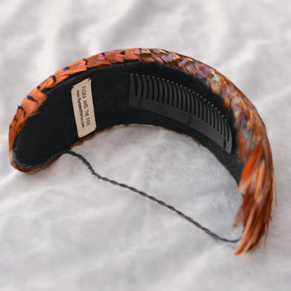 Copper Pheasant Feather Bandeau Headband Fascinator