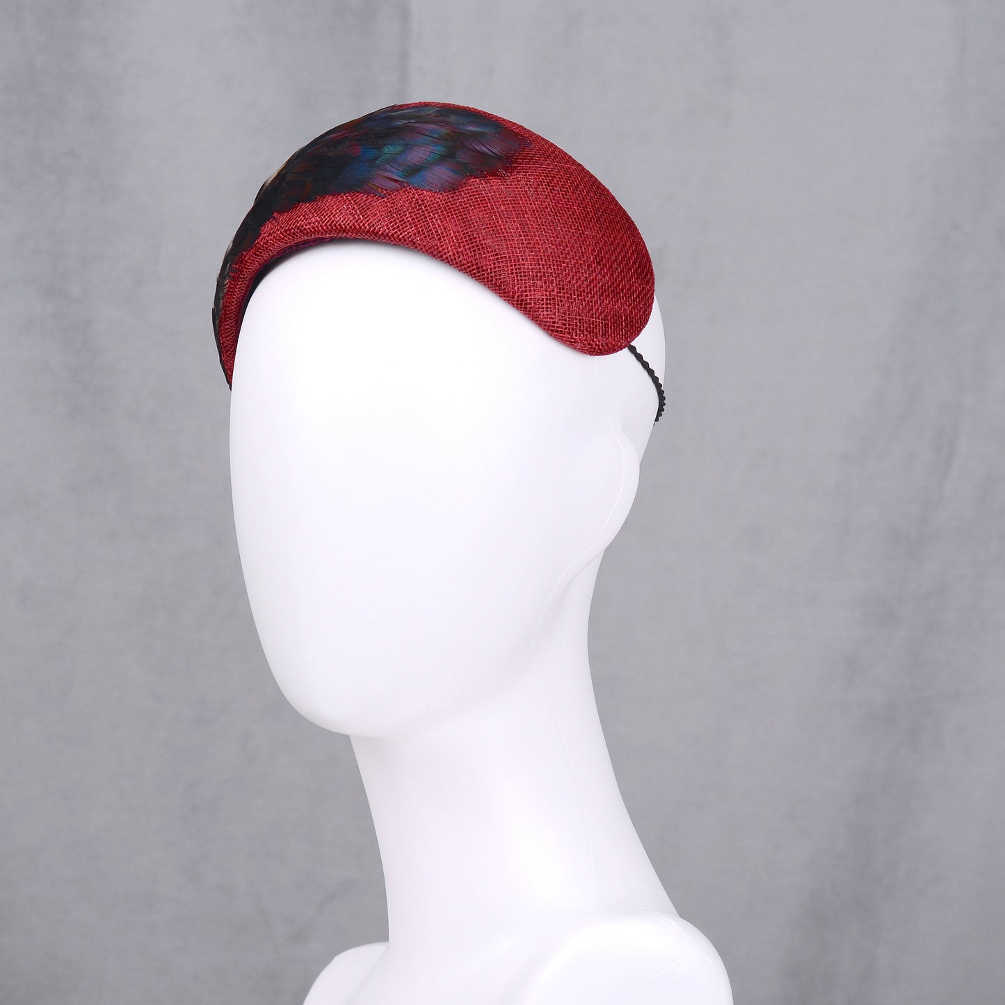 Burgundy and Pheasant Feather Bandeau Headband Fascinator
