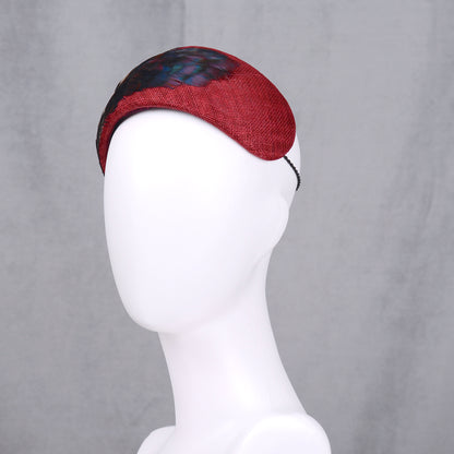 Burgundy and Pheasant Feather Bandeau Headband Fascinator