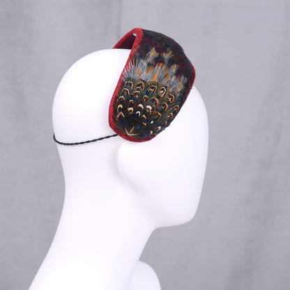 Burgundy and Pheasant Feather Bandeau Headband Fascinator