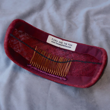 Burgundy and Pheasant Feather Bandeau Headband Fascinator