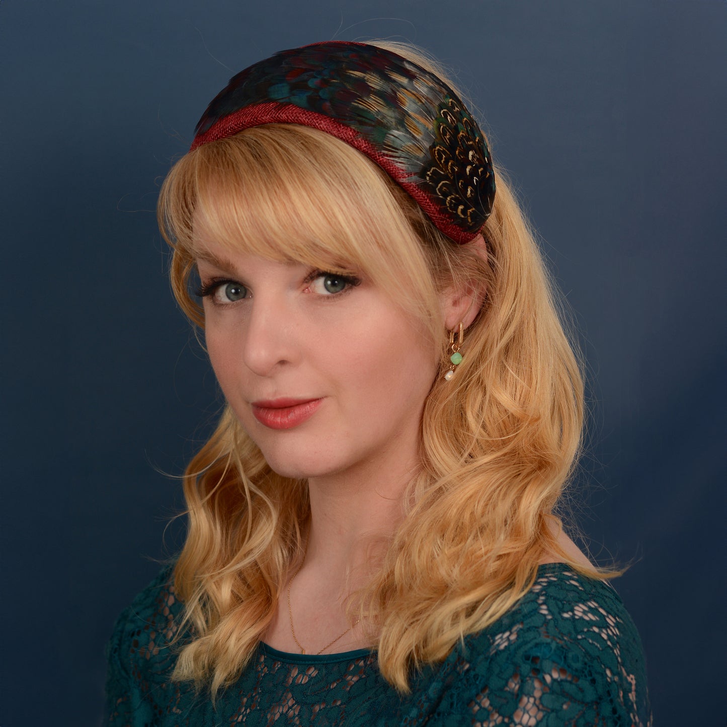 Burgundy and Pheasant Feather Bandeau Headband Fascinator