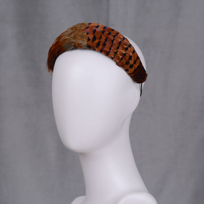 Copper Pheasant Feather Bandeau Headband Fascinator